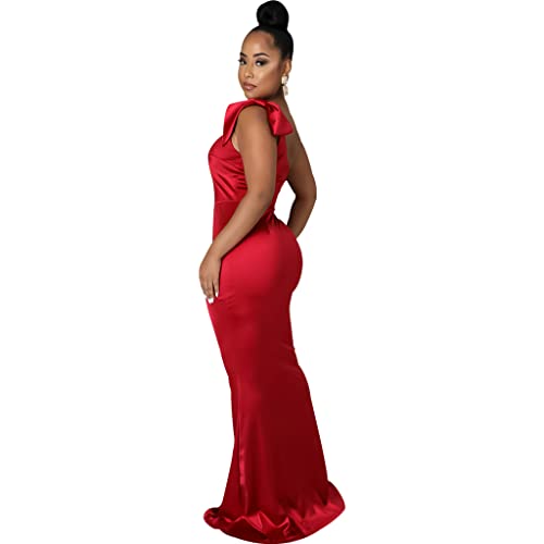 Image of FairyLove Women's One Shoulder Sleeveless Formal Ruched Bodycon Fashion Dress Belted Cocktail Dresses