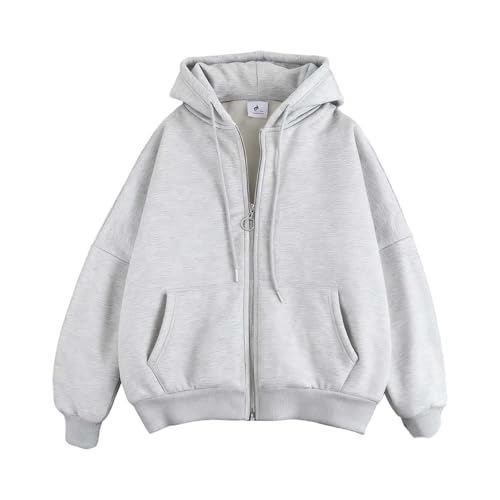 Générique Veste Polaire Unisexe Grande Taille Manteau Chaud Capuche Pratique Conception Légère Style Décontracté Superposition Facile Poches Pratiques Ville Voyage Grey 4TG