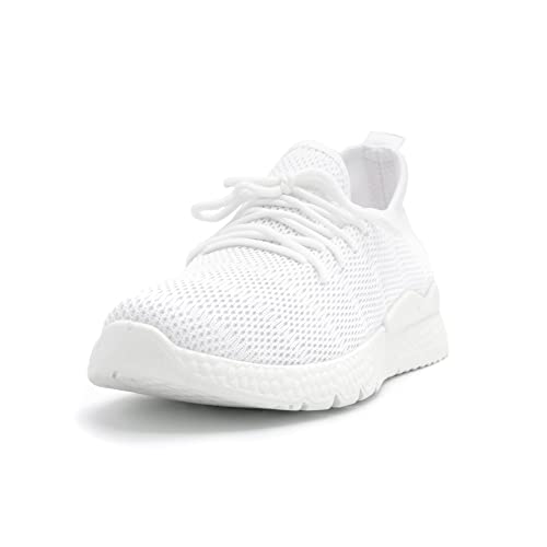 ZAPSHOP, Zapatillas Deportivas de Mujer, Zapatillas Running, Zapatillas Slip-On, Fitness, Sneaker, Casual, Transpirable, Comodos Ligeras para Correr Trabajar Andar, Calzado, con Cordones, Blanco