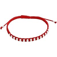 ENTREPLATA Pulsera Hilo Rojo Trenzado Macramé Ajustable Con 17