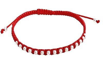 ENTREPLATA Pulsera Hilo Rojo Trenzado Macramé Ajustable Con 17 Bolitas de Plata de Ley 925 Amuleto De Protección Mágico Atrae Suerte Amor y Amistad Elegancia Protectora con Bolitas | Ya disponible en tu tienda friki favorita! En mundofriki.es!