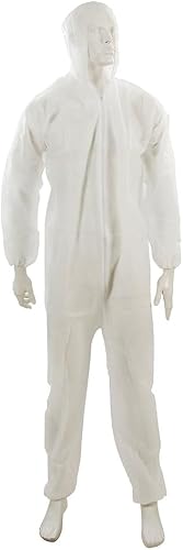 Image of Silverline 656617 Disposable Overall,White,L 128cm (50") (Pack of 5)