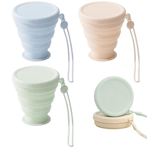 quyueug 3 gobelets pliables en silicone 250 ml – Gobelet de voyage rétractable avec anneau de suspension, fond antidérapant, lavable au lave-vaisselle –...