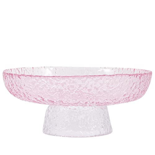 Veemoon Suporte De Bolo De Vidro Suporte Pés Gradiente Rosa Redondo Suporte De Sobremesa Frutas Doce