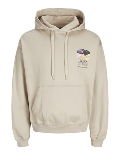 JACK & JONES Jorroxbury Chest Sweat Hood Sudadera con Capucha, Humus, M para Hombre