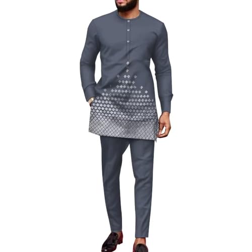 Dashiki for Men African Suits Print Mens Formal Attire 2 Piece African Outfits Traditional Nigerian Clothes Party Wear