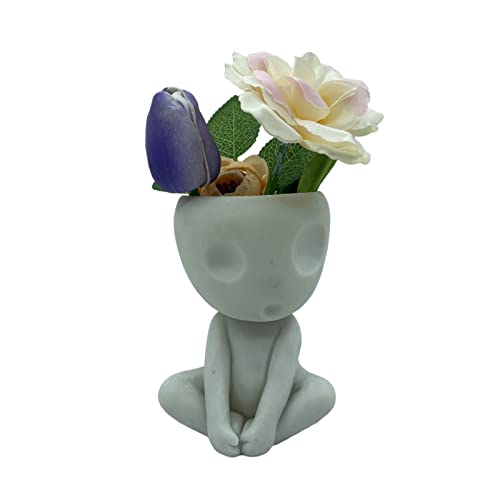 Erice Fioriera con viso, mini vaso da fiori fluorescente, per piante aeree, mini piante, piante grasse, piantine, talee (verde luminoso)