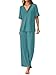 GKBK Womens Two Piece Outfits Pajama Sets 3/4 Dolman Sleeve V Neck Sleepwear Nightwear Loungewear Matching Pjs 2 Piece Lounge Set Lightweight Sweatsuit Fall Fashion Ooutfit Cyan S