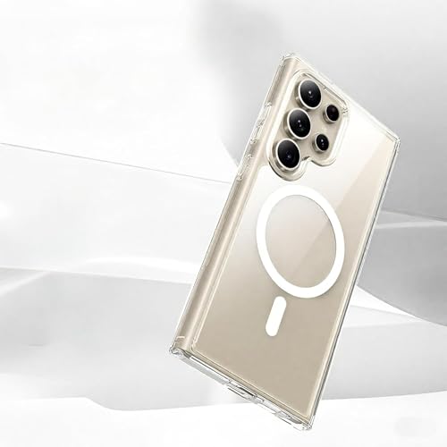 Image of DIZORO Magnetic for Samsung Galaxy S25 Ultra 5G Case Clear [Compatible with MagSafe][Anti-Yellowing][Built-in 4 Airbags][Military Grade Protection][Shockproof Slim] S25 Ultra Phone Back Cover (Clear)