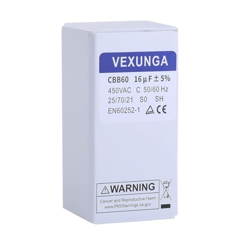 Miniatura 5 de Vexunga Cbb60 Condensador De Arranque 16 F 450v Condensadores Para Motor 16uf 450 Voltios 40x70mm Conector M8