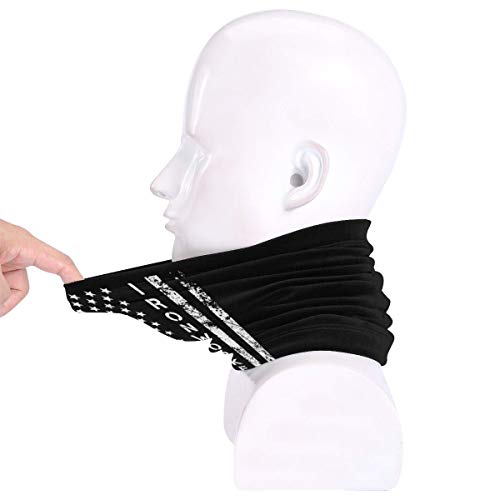 Ironworker America Flag Outdoor Mouth Mask Windproof Sports Face Mask Dust Shield Scarf Men Woman Neck Warmer Bandana Black