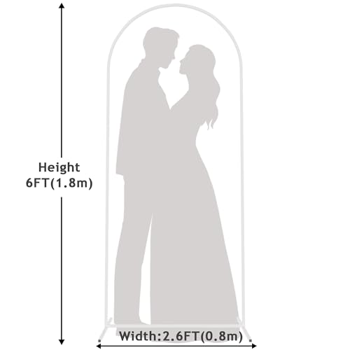 Image of Putros 6FTx2.6FT White Metal Wedding Arch Balloon Backdrop Stand Arched Frame for Ceremony Birthday Party Anniversary Bridal Graduation Decoration