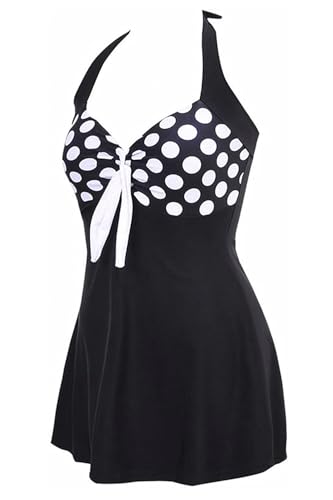 AMAGGIGO Damen Neckholder Push up BadekleidFigurformender Bunt Badeanzug mit Röckchen Bauchweg Einteiliger Badekleid（1bl...