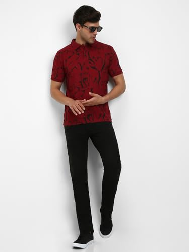 Image of Dennis Lingo Men's Cotton Printed Slim Fit Button-Down Short Sleeve Polo Tshirt