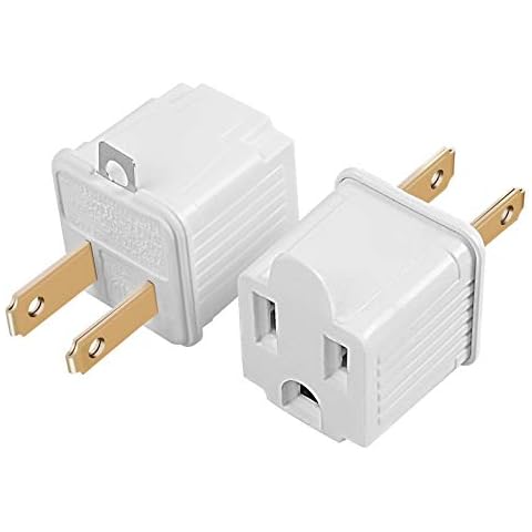 TENINYU Grounded Adapter 3-Prong to 2-Prong Outlet Converter - 3 Pin to 2 Pin Plug Socket Adapter Extension for Electrical Cord, Household, Workshops, Industrial, Machinery (2 Pack) Cover