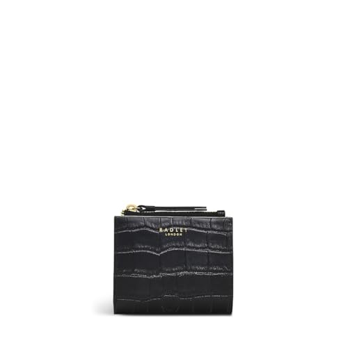 Radley London Chancery Row Small Bifold Purse for Women, in Faux Crocodile Leather, Black, Chancery Row