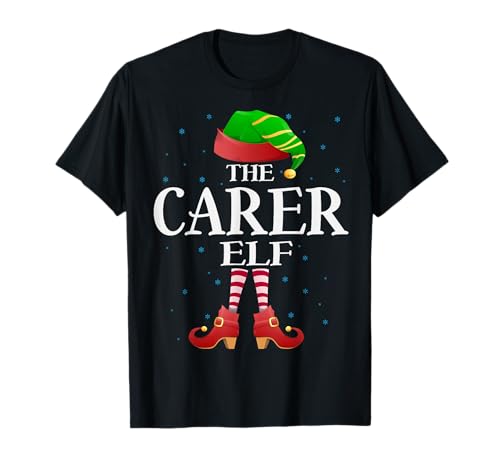 Carer Elf Funny Matching Pajama Group Christmas Women T-Shirt
