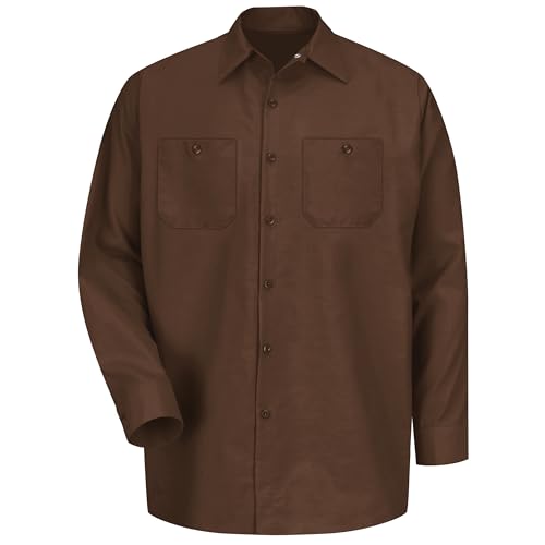 Image of Red Kap Men's Long Sleeve Industrial Work Shirt | Moisture Wicking Button Up, Wrinkle Resistance Fights Fading & Stains