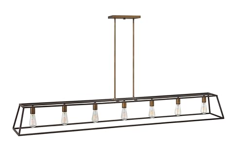 Hinkley Fulton Collection Restoration Seven Light Stem Hung Linear Chandelier,