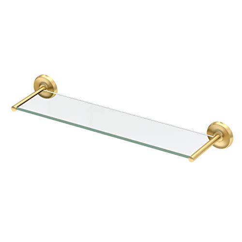 Gatco 5057 Designer Ii Glass Shelf, Brushed Brass/Wall Mounted 22.50" X 5.85" Tempered Glass Shelf #TOP1