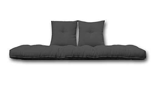 Futon On Line Futón de Algodón con Dos Cojines, Color Negro, 80x200x13 cm Cover