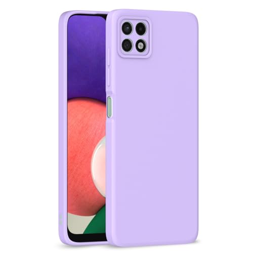 Image of Outlouders Back Cover for Samsung Galaxy A22 5G / F42 5G | Camera Protection | Durable Soft Matte Silicone Bumper Case (Purple)