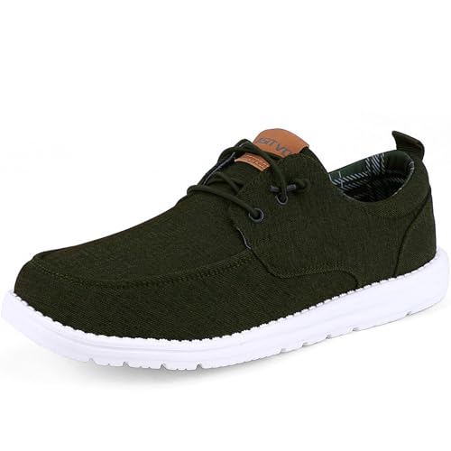 Image of ASITVO Men's Wide Canvas Loafers Slip on Boat Walking Shoes Casual Dress | Big Size Width Toe Box