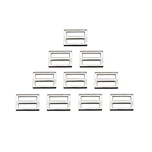 DGQ Silver Metal 1 Inch Tri-Glide Slides Square Ring Slide Adjusters Buckles Webbing Belts Buckle,Pack of 10