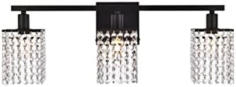 Phineas 3 lights bath sconce in black with clear crystals