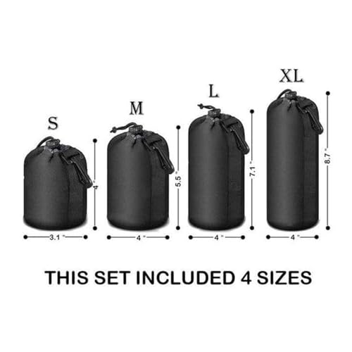 Image of Action Pro Cylindrical Round Base Protective Neoprene Lens Case Pouch Set (Extra Large,Large,Medium and Small) Sizes Compatible with DSLR Camera (Pack of 4)