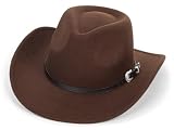Vikodah Kids Wide Brim Western Cowboy Cowgirl Hat - Boys Girls Felt Fedora Hats for 2-6 Years