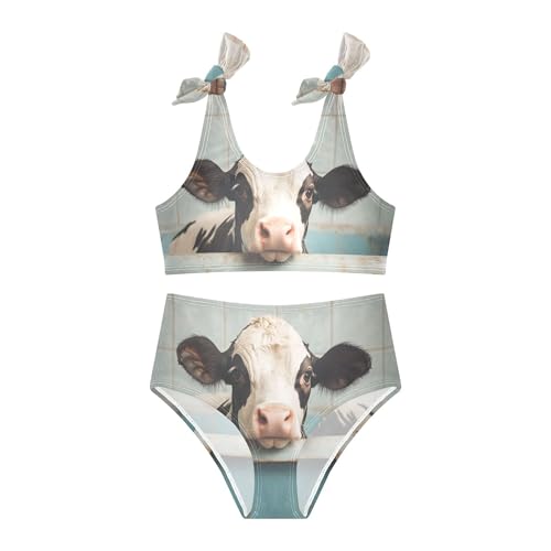 Pretty Cow in Tub Girls Bikini Sets 2 Piece Swimsuits Bathing Suit Swimwear3
