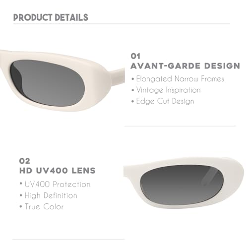 Image of mosanana Small Cat Eye Sunglasses for Women Y2k Retro Oval Narrow Cool Sun Glasses Shades MS52357