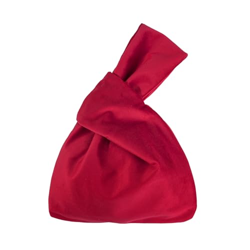 Muka Bolso de Mano Bolsos de Fiesta con Nudo de Terciopelo Estilo Japonés Bolsa Rojo de Noche para Mujer Puedes Usar en Boda