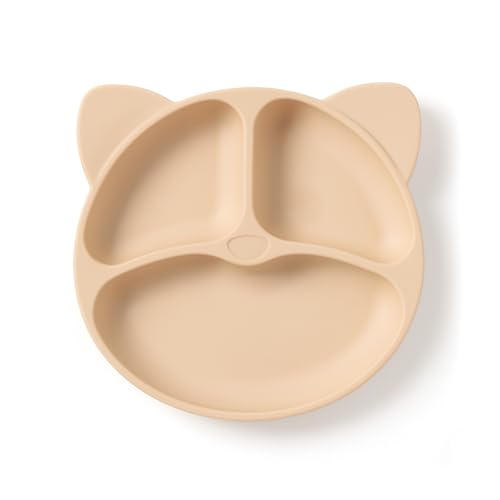 UZYXC 1 Silikon Kinderteller mit Saugnapf, 3-Fach Unterteilter Baby...