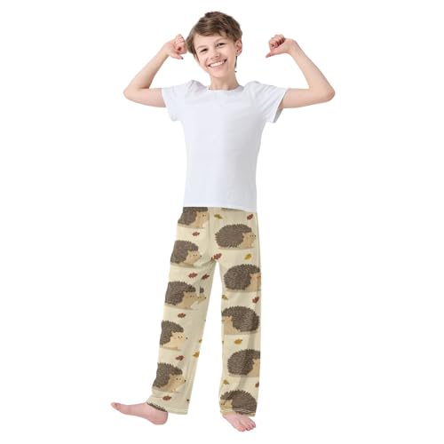 ZZXXB Autumn Hedgehog Boys Long Pants Soft Trousers Elastic Waist Kids Lounge Bottoms with Pockets S-XL3