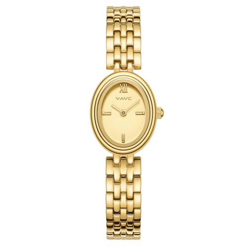 VAVC Gold Women's Watch with oval case and stainless steel band