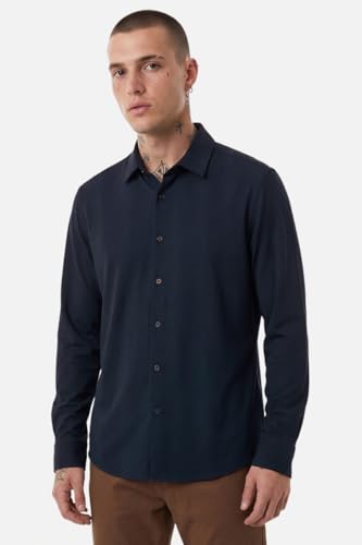 Image of SNITCH Men Casual Shirt | Slim Fit Long Sleeve Spread Collar Vertical Crinkle Textured Pattern | Breathable Polyester Blend & Stretchable Fabric for Casual Outing & Everyday Use
