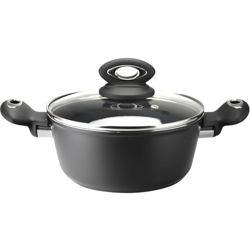 Vitrex - Nature olla con tapa de 20 cm, antiadherente doble capa, fabricada en alumnio forjado resistente y ligero, apta para todo tipo de cocinas, incluido inducción, asas laterales de toque frio