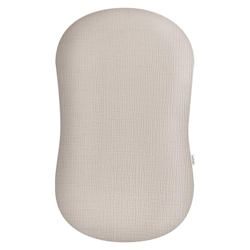 Image of Wimist Muslin Baby Lounger Cover, Newborn Lounger Cover, Soft Cotton Breathable Lounger Pillow for Boys Girls Infant, Cover Only (Beige)