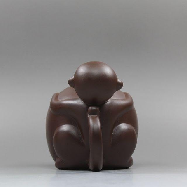 霊猴献寿桃壺 中国茶器 宜興 茶道具 紫砂壺 紫砂急須 朱泥