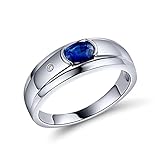  Herrenringe Weißgold 750, Saphir Ring Mann 0,6 karat Trauringe Größe 47 (15.0) Männer Ring Schmuck