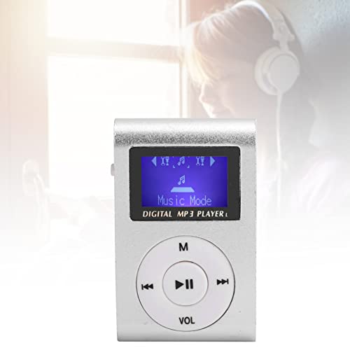 MP3 Player Set, Digital Lossless Music Player and Portable Mini MP3 Music Player Sports BackClip LCD Screen MP3 Support Memory Card, Digital Music Media Player MP3 Support Memory Card (Silver)