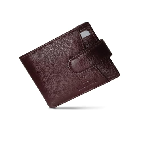 Easy Access Genuine Leather Wallet, Compact Bifold with Tab Closure, 4.3 inches x 3.5 inches x 0.60 inches (BROWN)