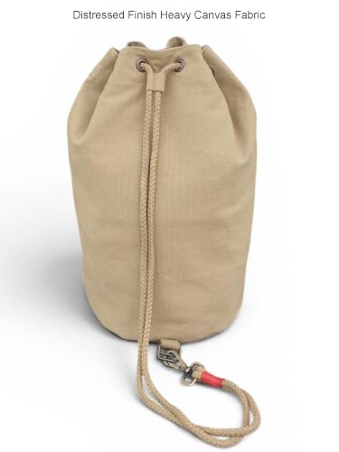 Image of The House of tara Distressed Canvas Backpack /Rucksack for Unisex | 20 Litres | Casual Cotton Bag with Spacious Compartment & Drawstring Strap | Suitable for Everyday Essentials