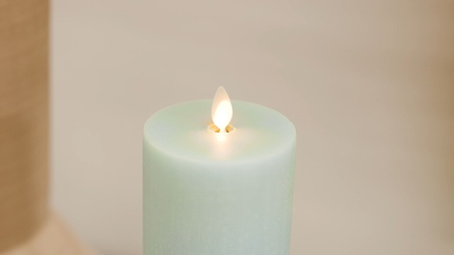 Image of Luminara - Flameless LED Battery Operated Flickering Pillar Candles - Fresh Mint - Pack of 1-3x6.5 - Realistic Moving Flame Real Wax Indoor /Outdoor
