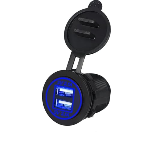 Adaptador de conector dual 12-24V con luz de potencia para carga rápida USB eficiente