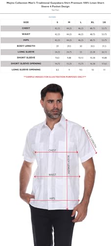 Mojito Men's Traditional Guayabera Shirt Premium 100% Linen Short Sleeve 4 Pocket Design4