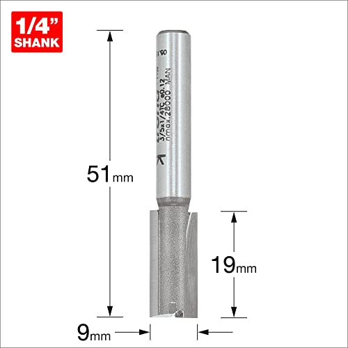 Trend Professional Straight Two Flute Router Cutter, 1/4 Inch Shank, 9mm Cut Diameter, 19mm Cut Length - Image 3