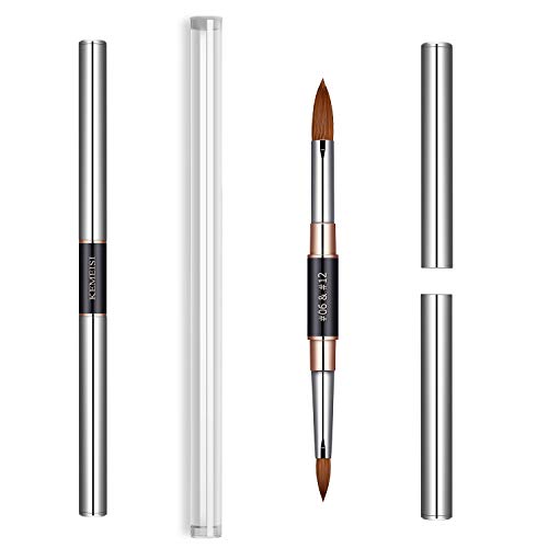 KEMEISI 2-head 3D Acrylic Nail Brush Dual-tip Size 02＆08/04＆10/06＆12 Multifunctional Nail Art Brush Black-Mid with Silver-Cap Color Blocking (06＆12) …